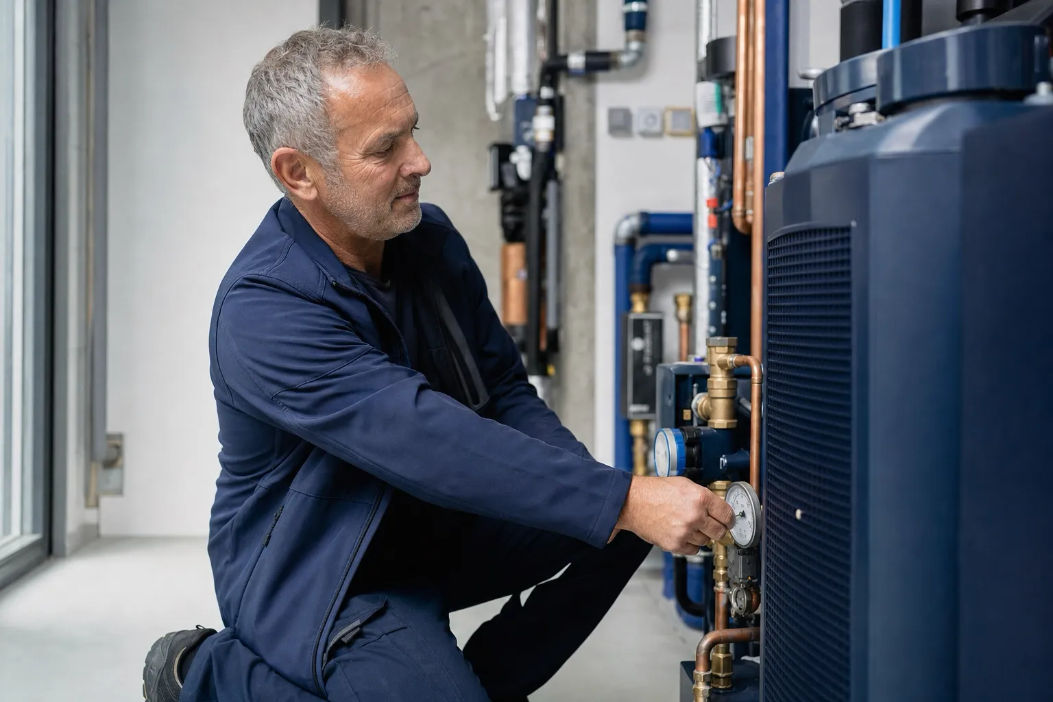 Imagem de marca gerada com IA: funcionários no setor de tecnologia predial