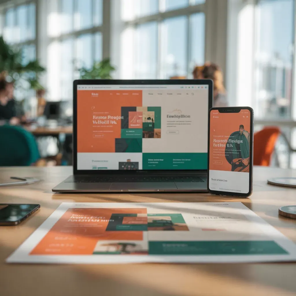 Laptop e smartphone com site adaptado a todos os dispositivos