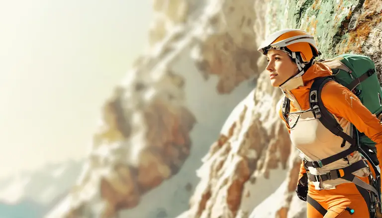 Frau klettert eine Felswand empor – Digitale Hindernisse überwinden