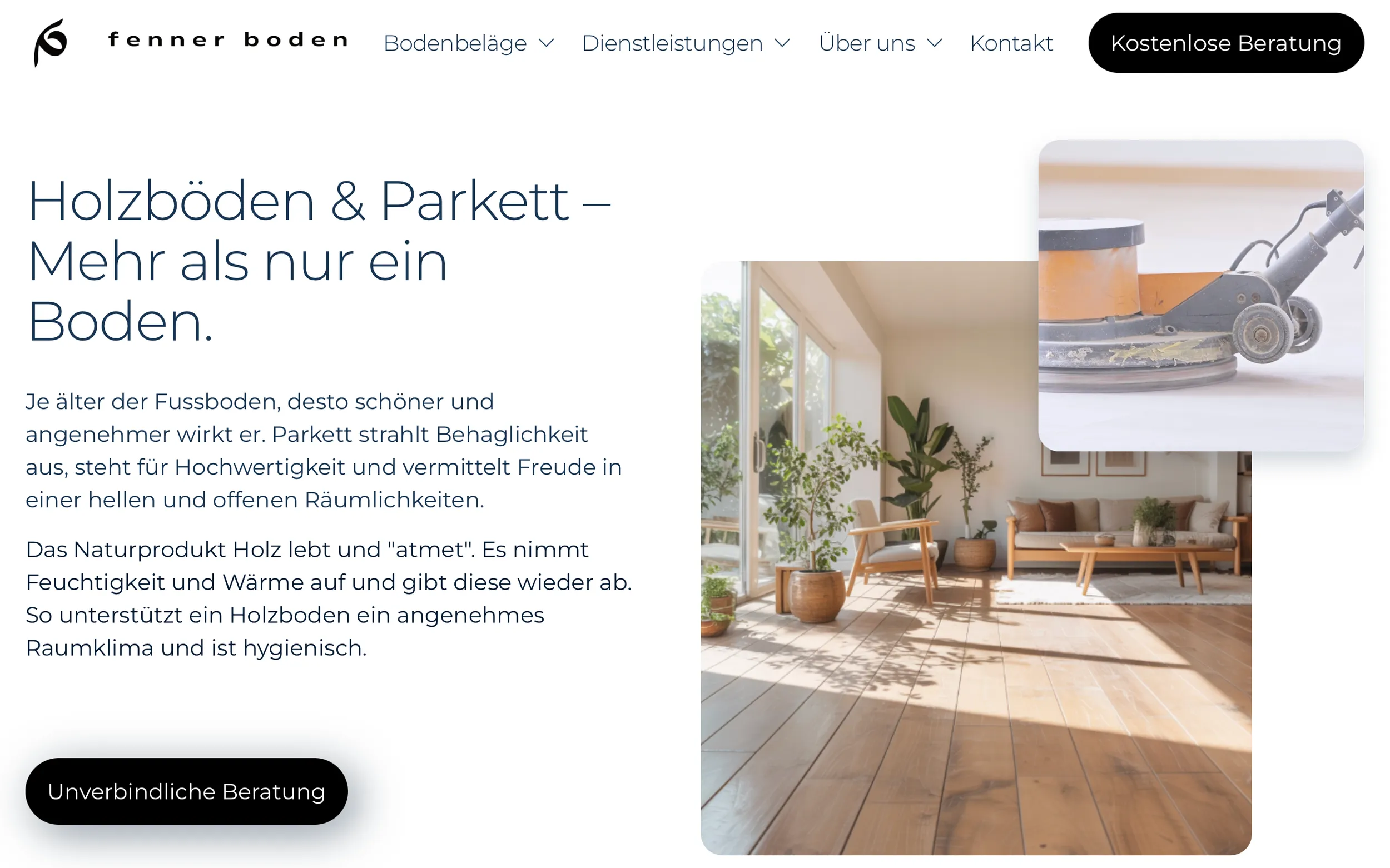 Web design para artesãos - nova página de serviço para camadas de piso