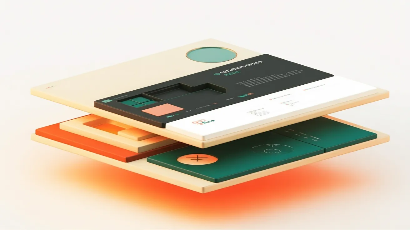 Abstract modular panels in Noevu colours — Squarespace website builder for Swiss SMEs