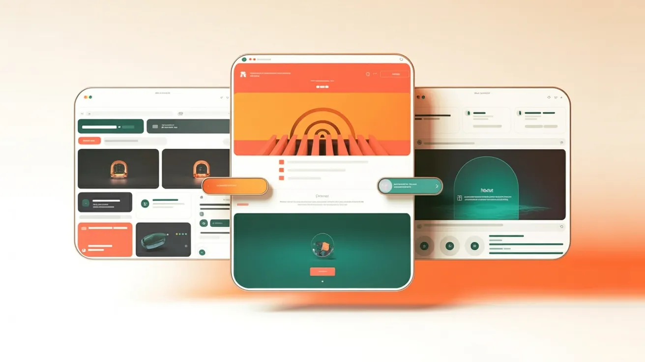 Abstrakte modulare Architektur in Noevu-Farben — WordPress als flexibles CMS für Schweizer KMU