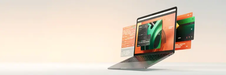 Laptop com site moderno – homepage profissional para PMEs suíças