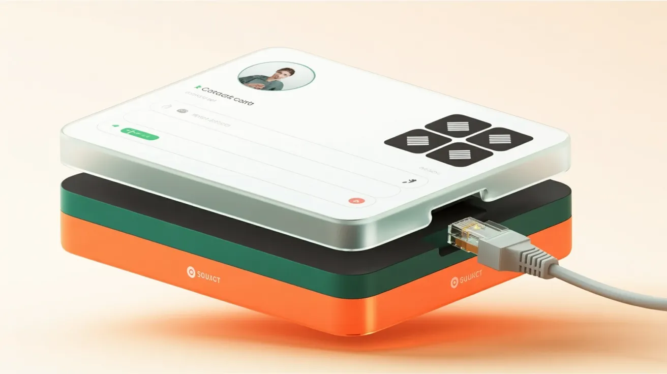 Abstrakte Darstellung vernetzter Datenpunkte und API-Verbindungen in Noevu-Farben — Squarespace Contacts API