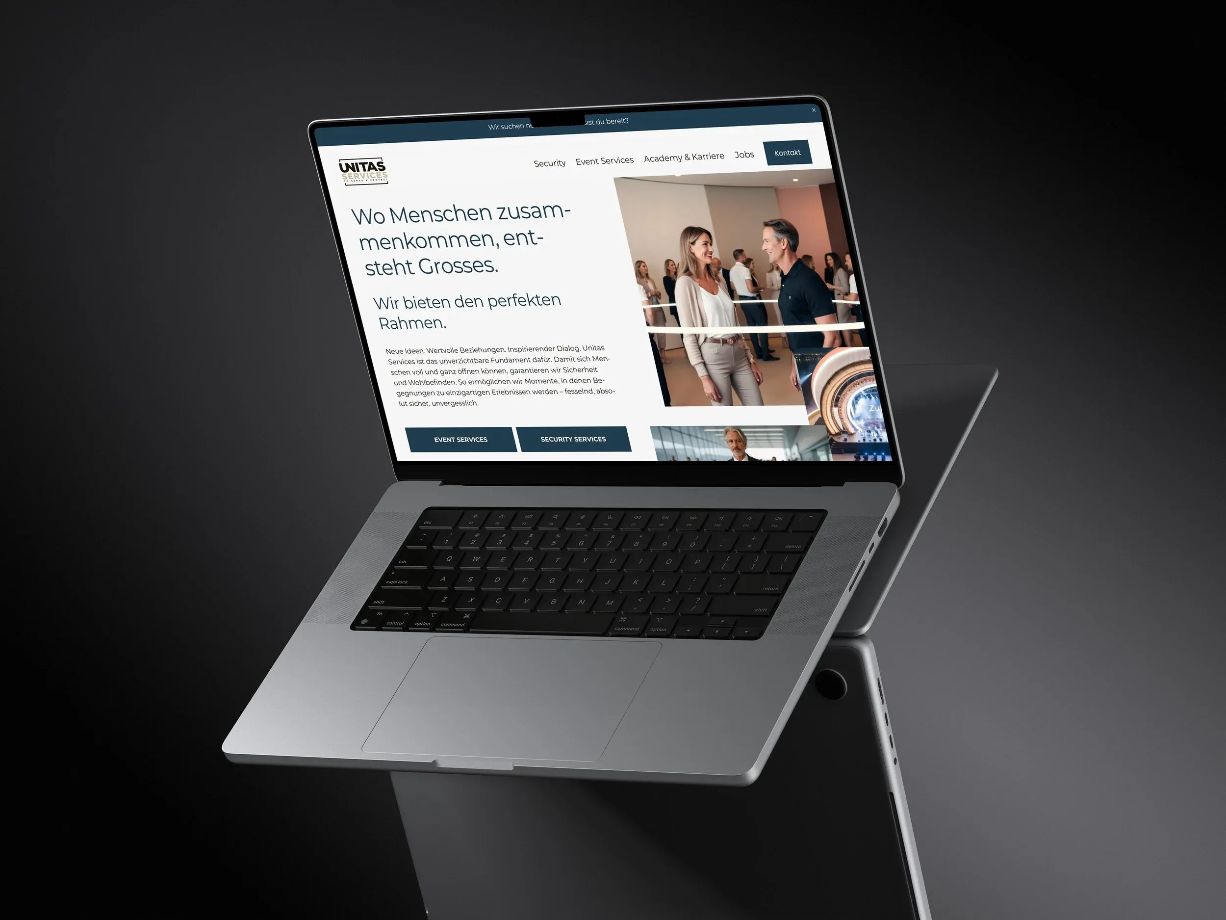 Site Squarespace para Unitas Services, empresa de segurança de Zurique