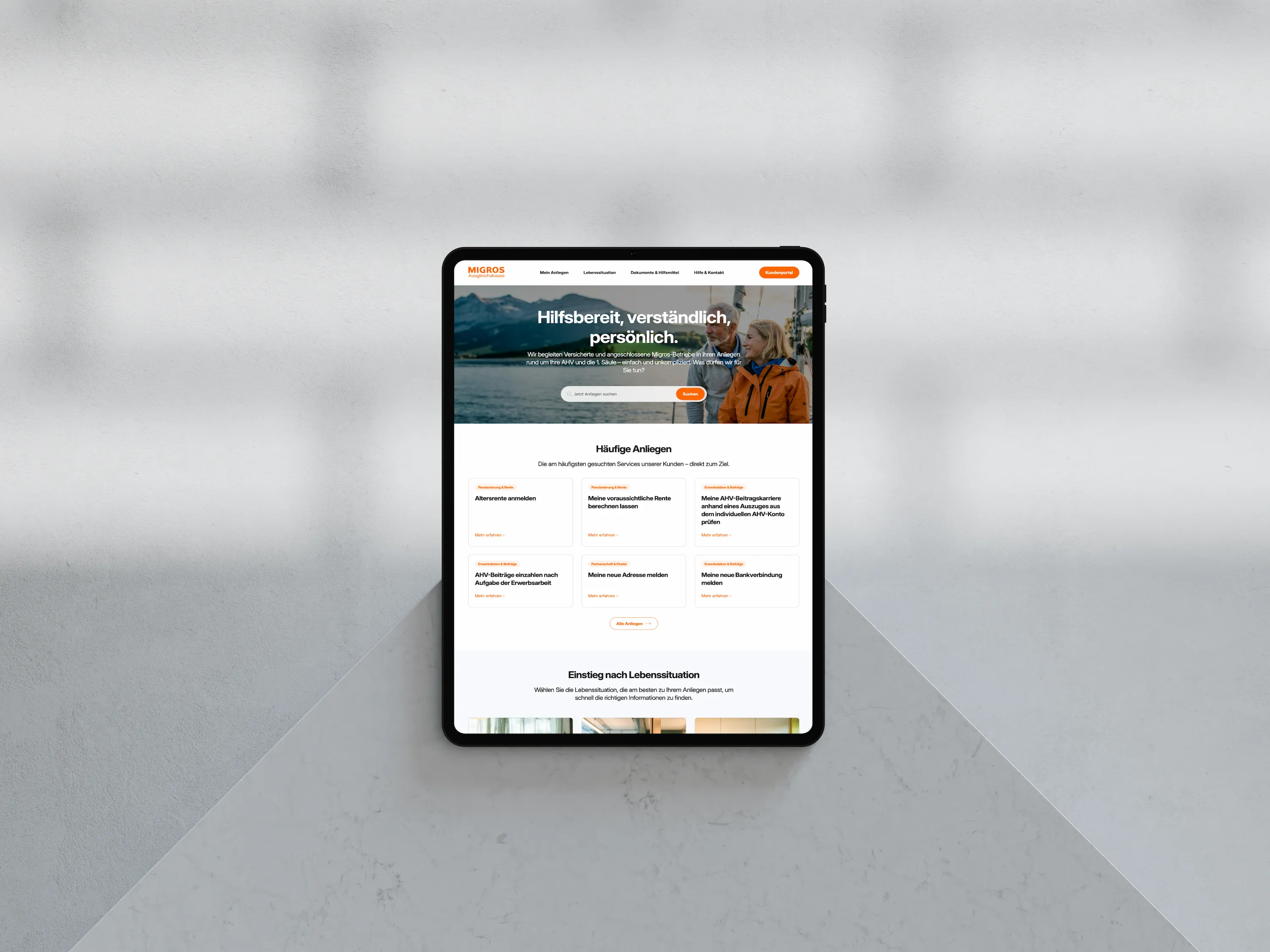 Relançamento do site Migros do fundo de compensação