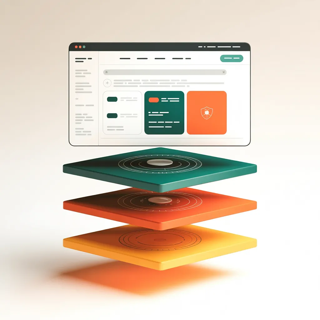 Browser-Mockup mit gestapelten Lightbox-Layern