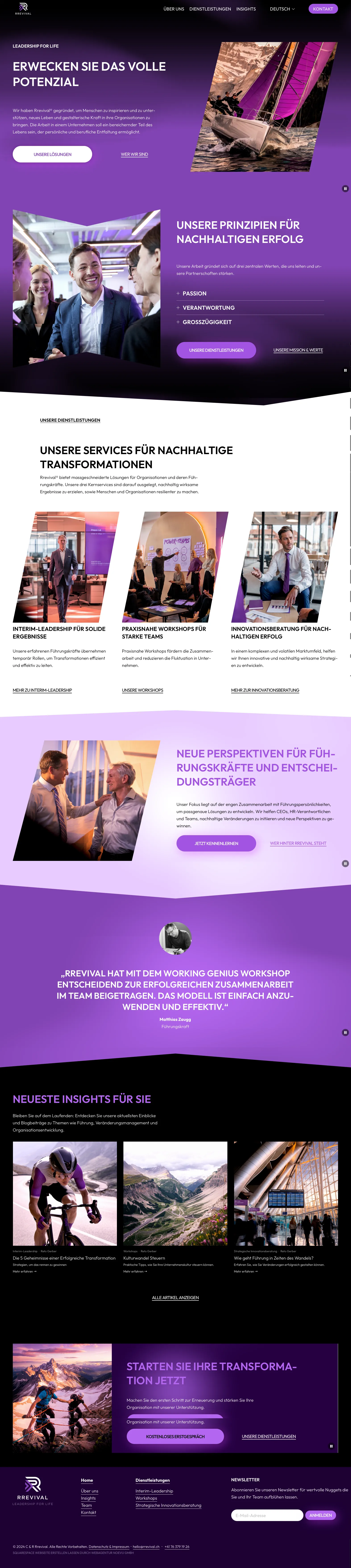 Die fertige Rrevival Webseite – Mobilansicht