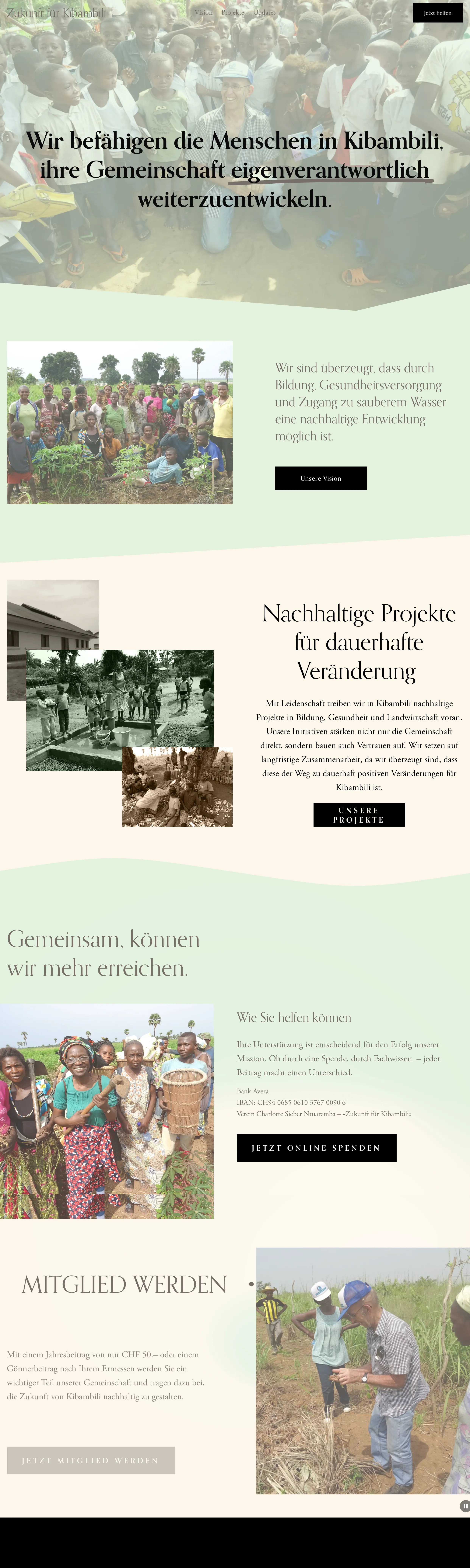 Mobile Ansicht der kompletten Kibambili-Webseite