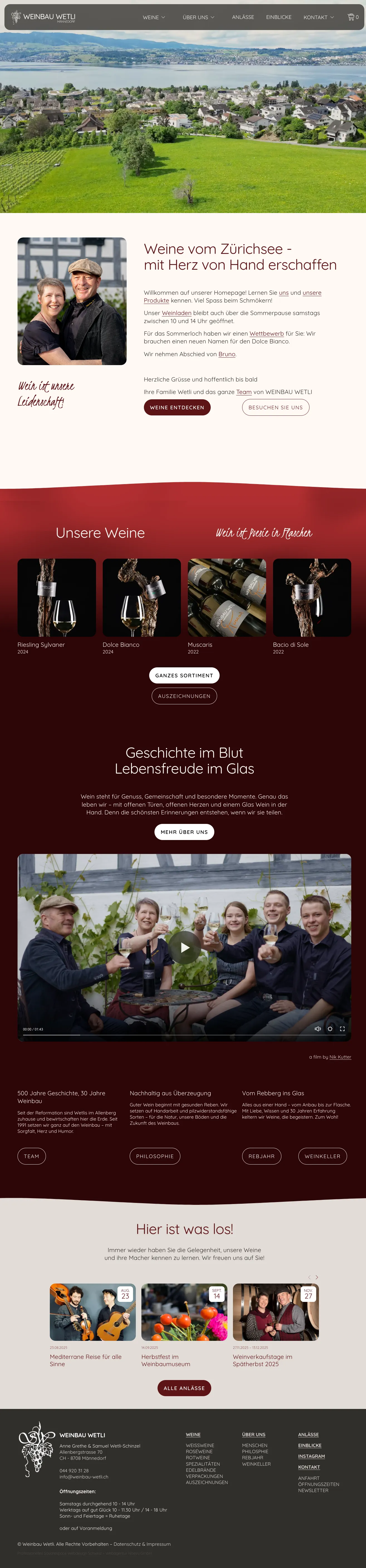 New winegrowing website from Weinbau Wetli – mobile view