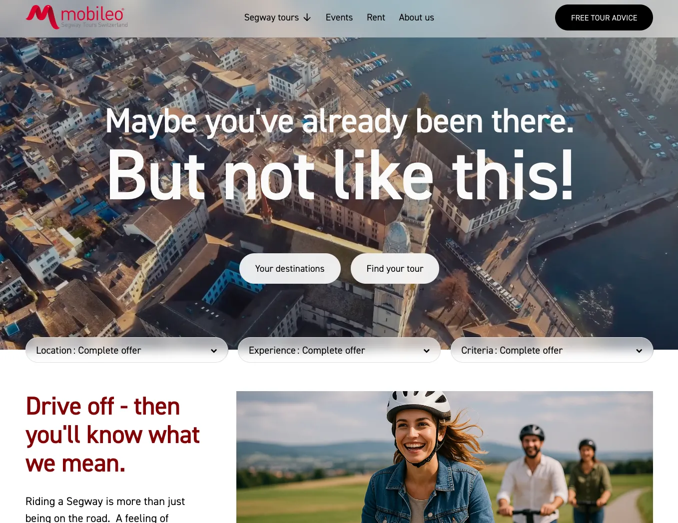 Squarespace website for mobileo GmbH with Segway tours