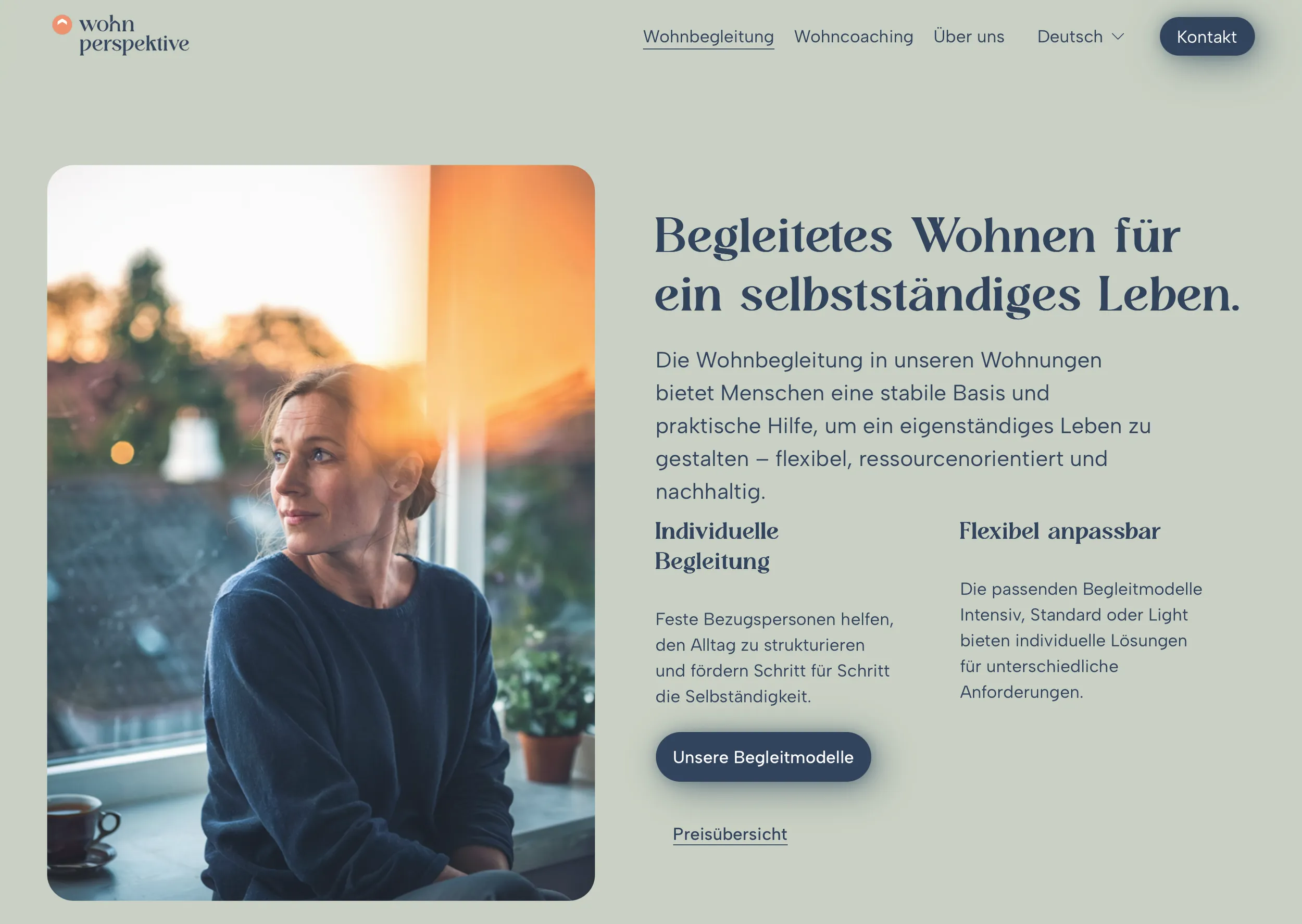 Captura de tela da página pessoal da Wohnperspektive GmbH