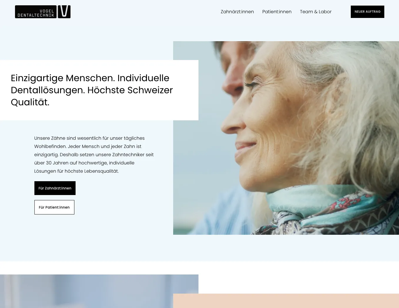 Squarespace Webseite für Vogel Dentaltechnik GmbH