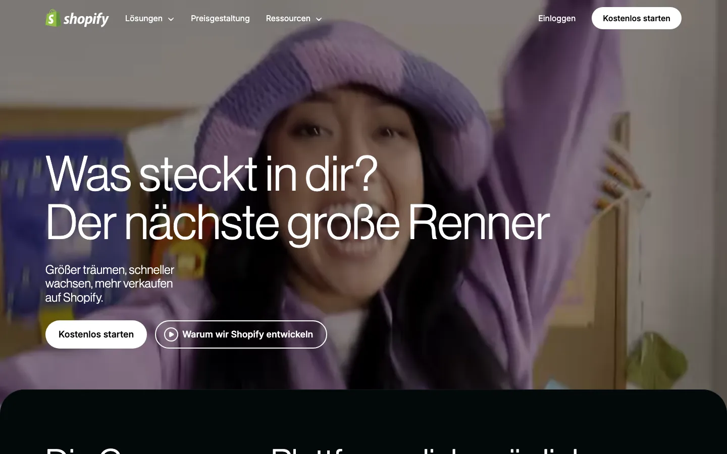 Plataforma de e-commerce Shopify — Página inicial para o mercado suíço com integração nativa do TWINT