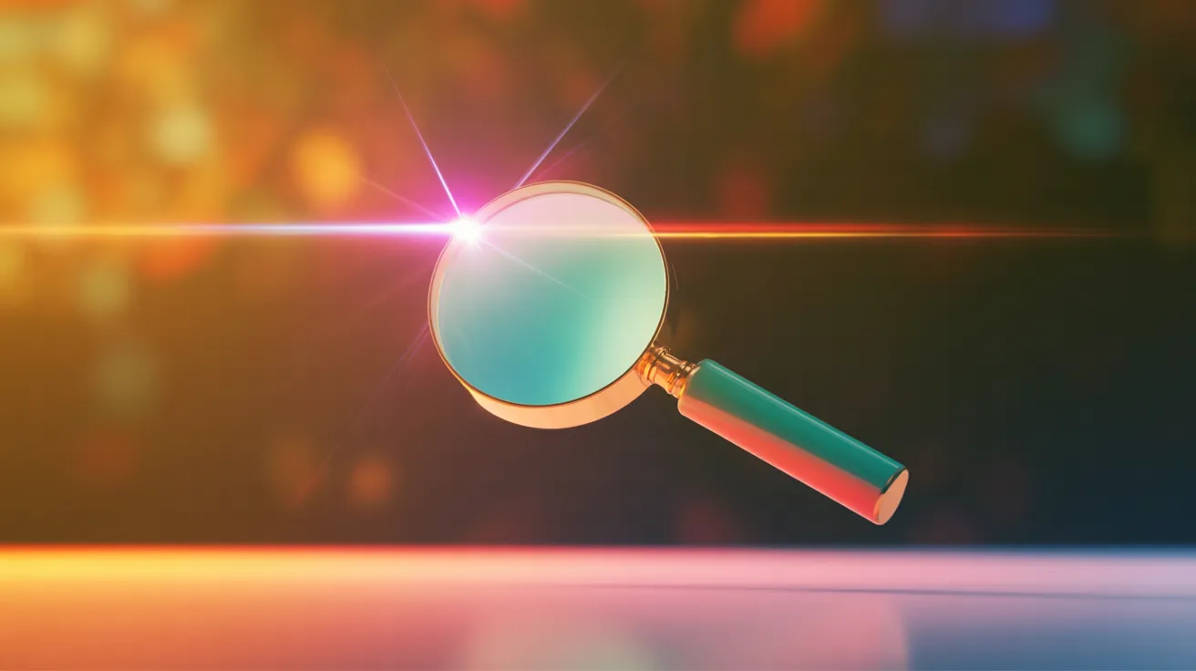 Magnifying glass with question mark symbolising critical scrutiny of AI value