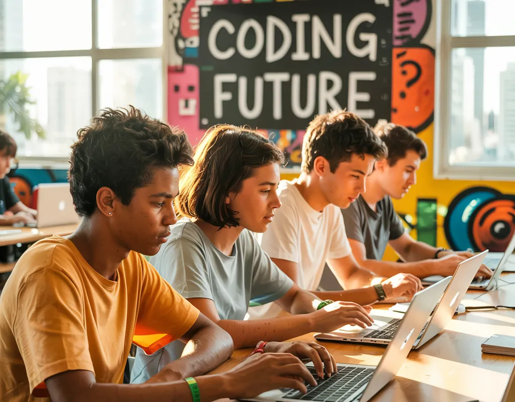 Jugendliche arbeiten an Laptops in einem Klassenraum – zeigt Noevus soziales Engagement für Bildungschancen und Chancengleichheit.