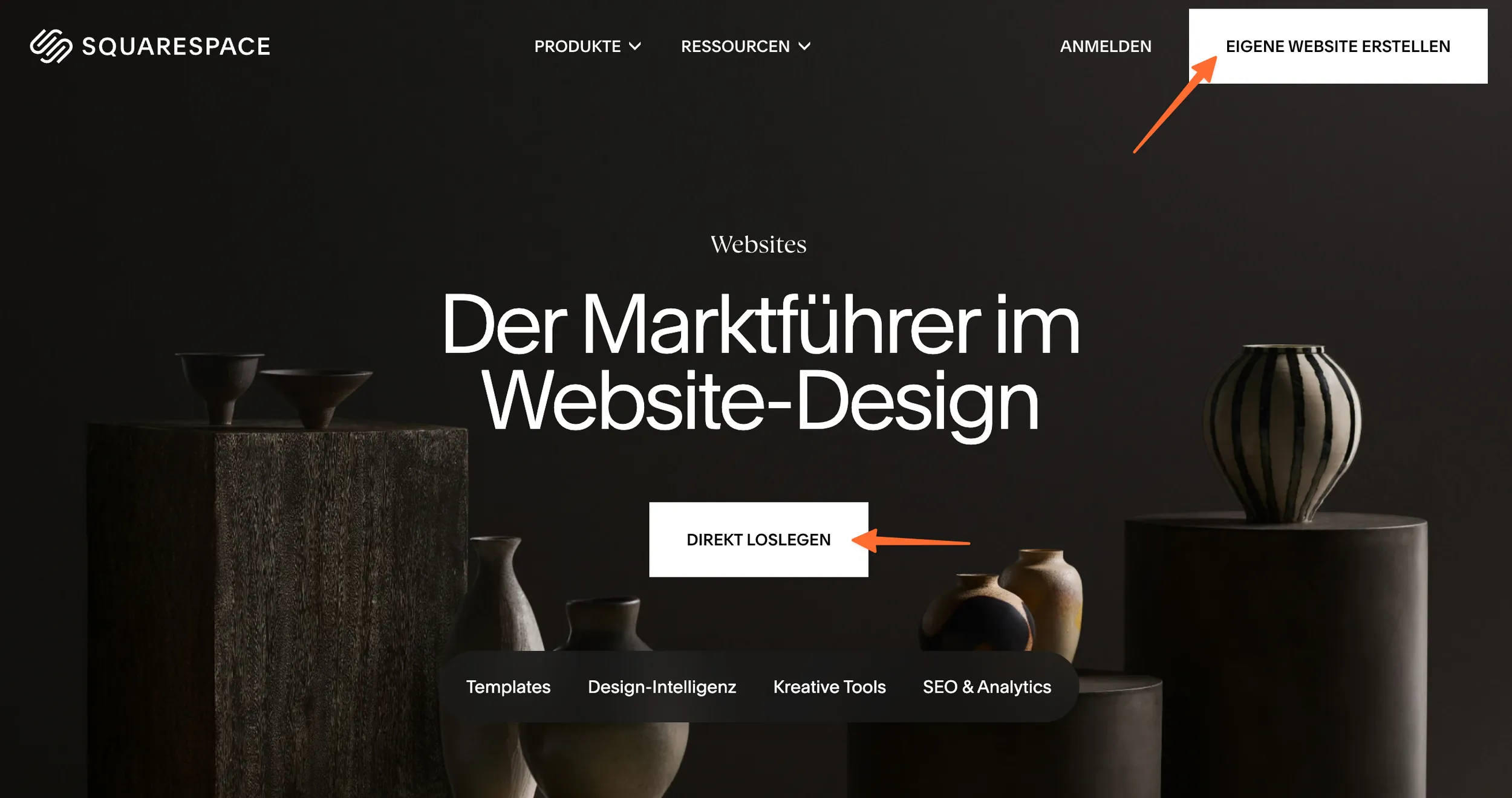 Squarespace page – Get started straight away