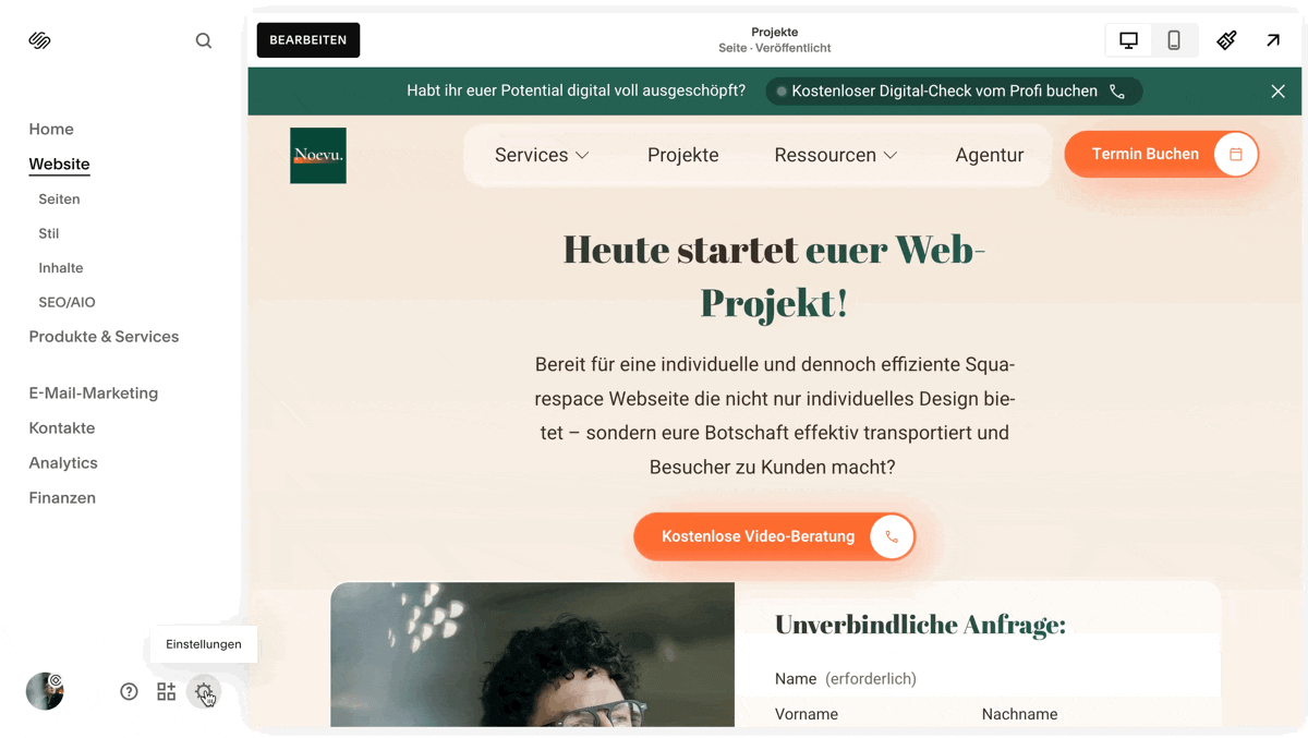Squarespace Farben anpassen – Farbpalette erstellen
