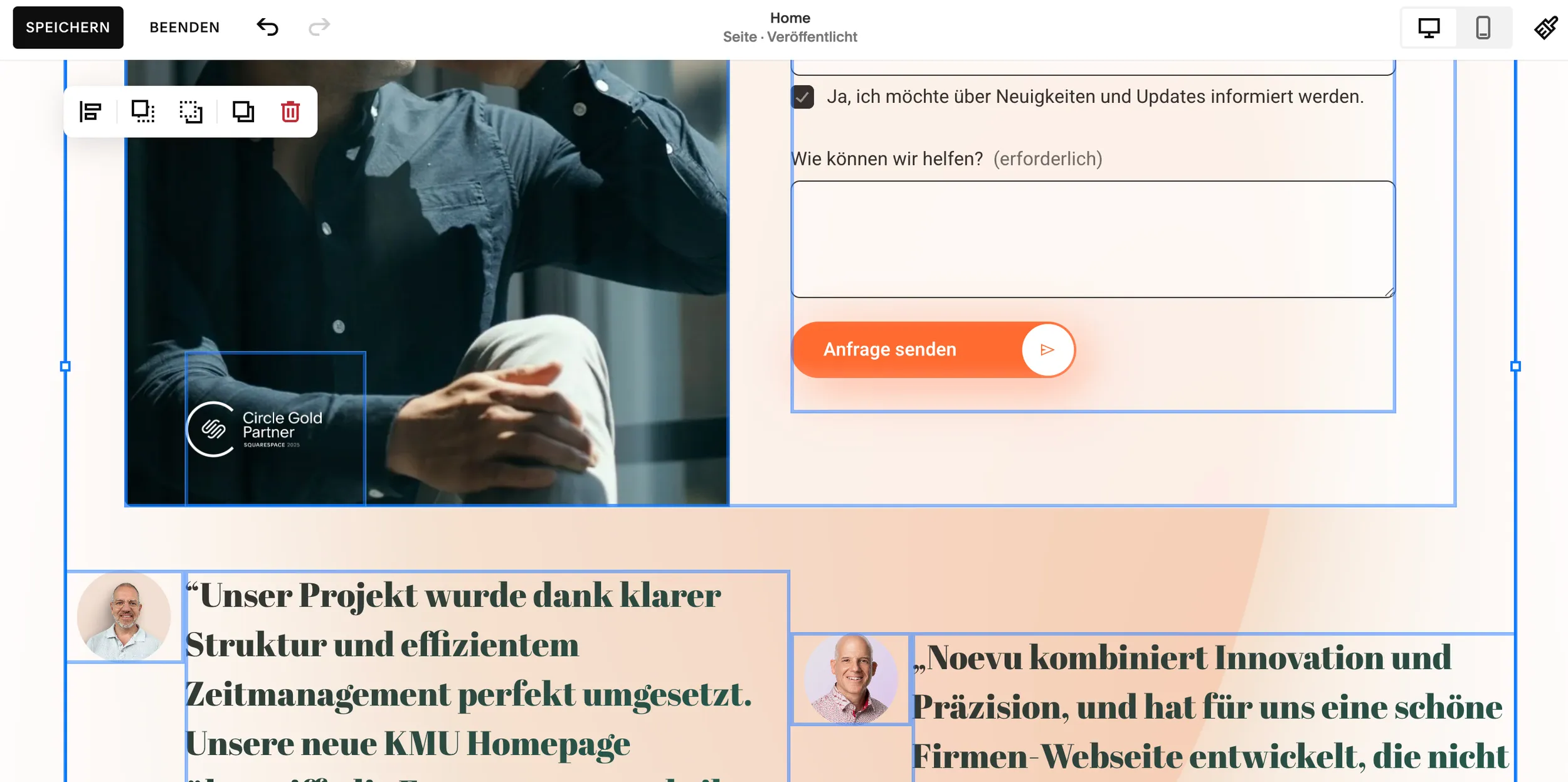 Add Squarespace pages – create a new page