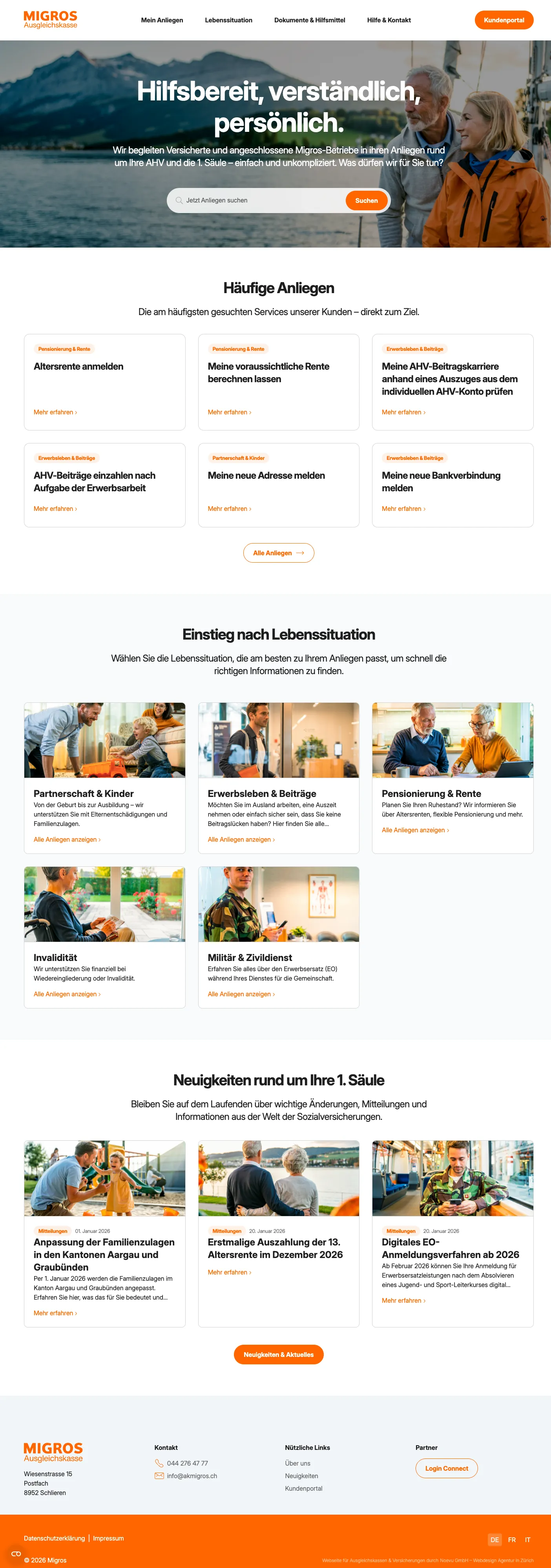 Einladende Startseite