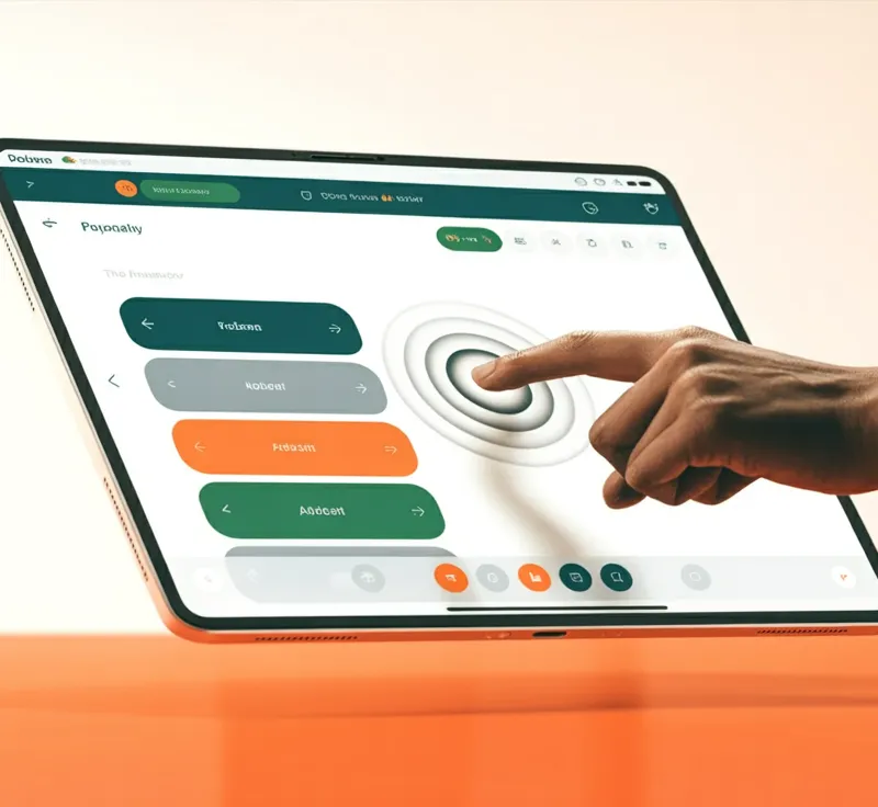 Floating tablet with touch interface and tap-ripple effect