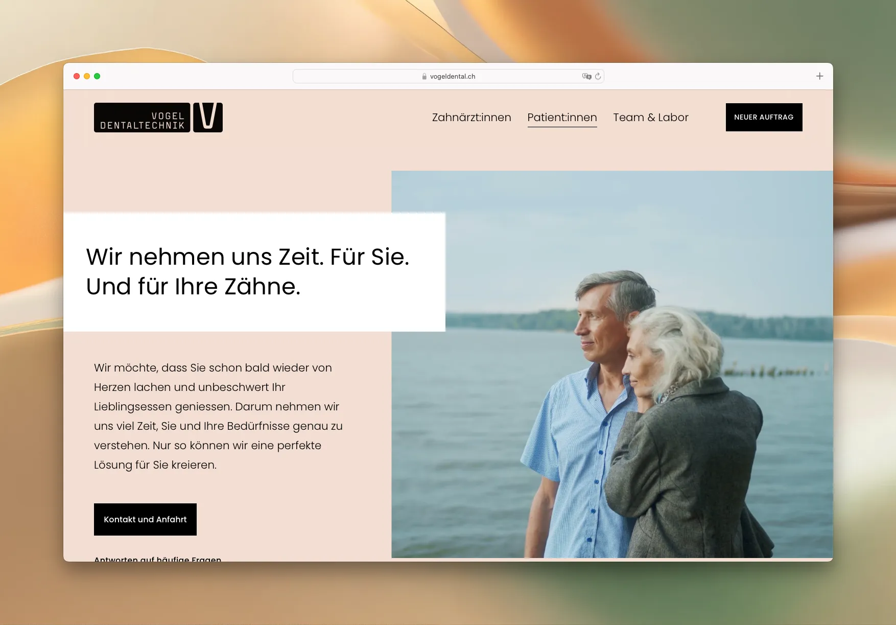 Vogel Dentaltechnik website – desktop view