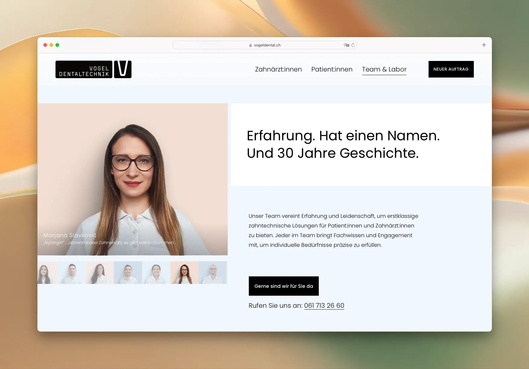 Vogel Dentaltechnik website – photo shoot impressions