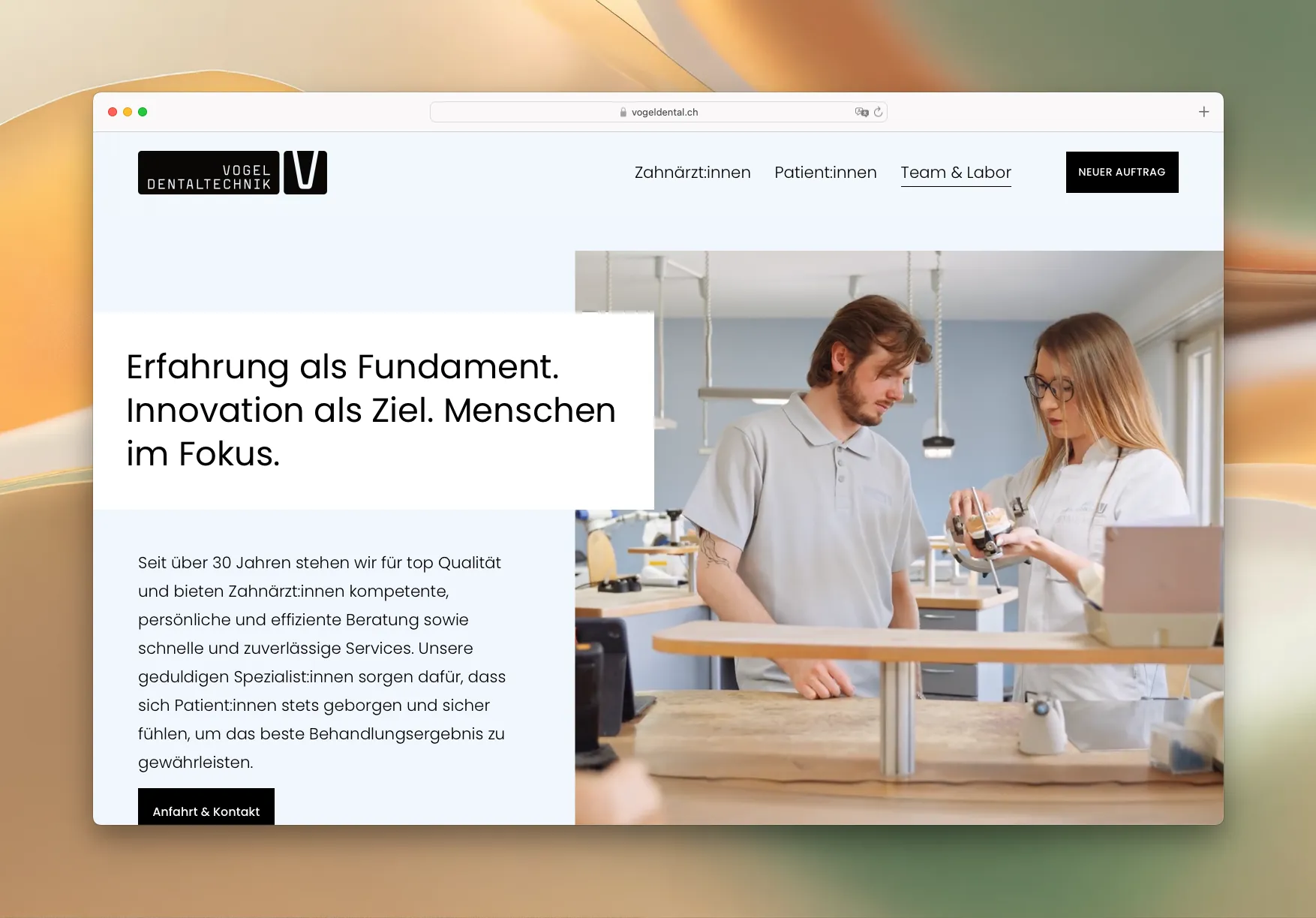 Vogel Dentaltechnik website – mobile view