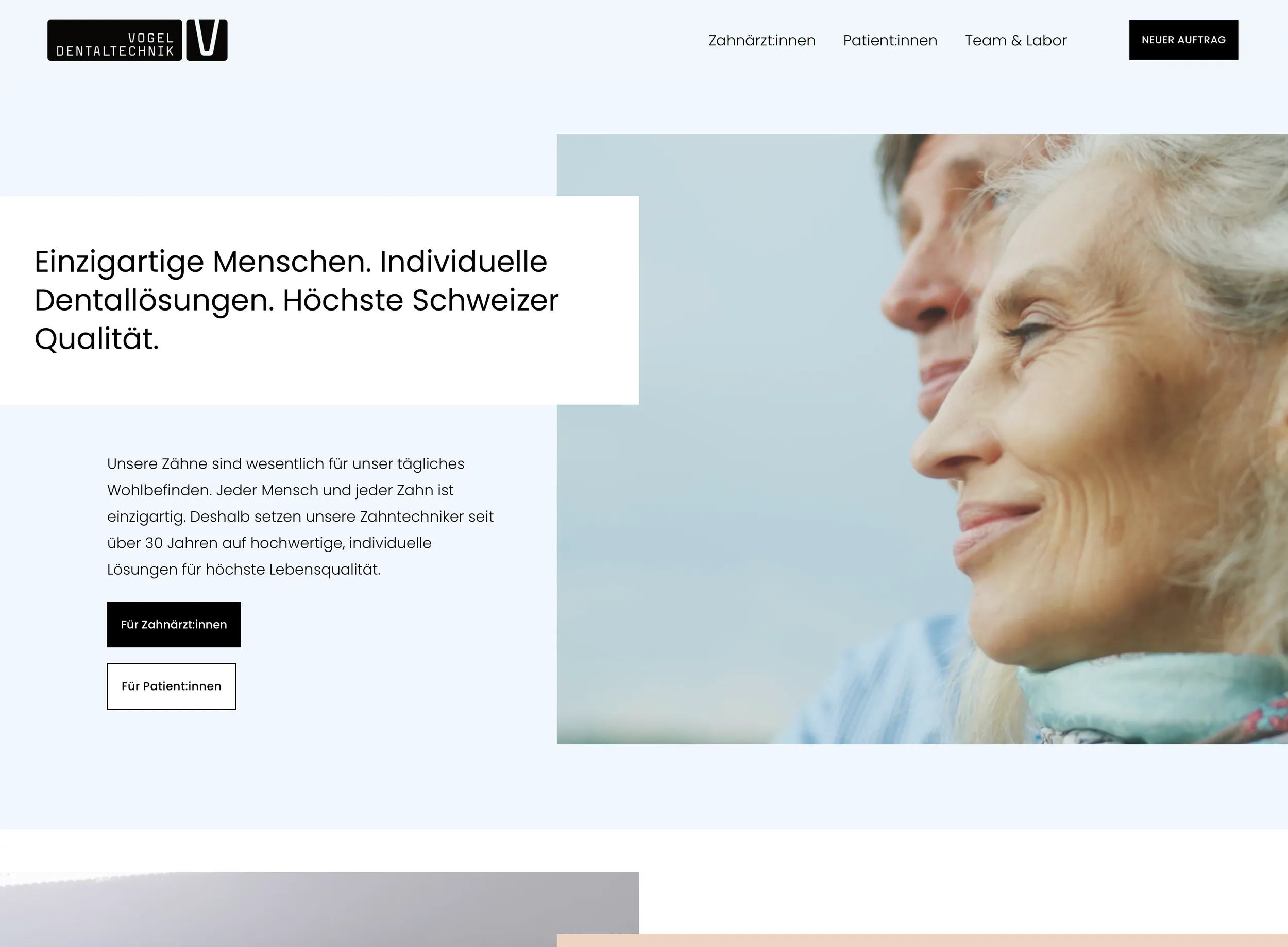 Vogel Dentaltechnik – Visão geral do novo site