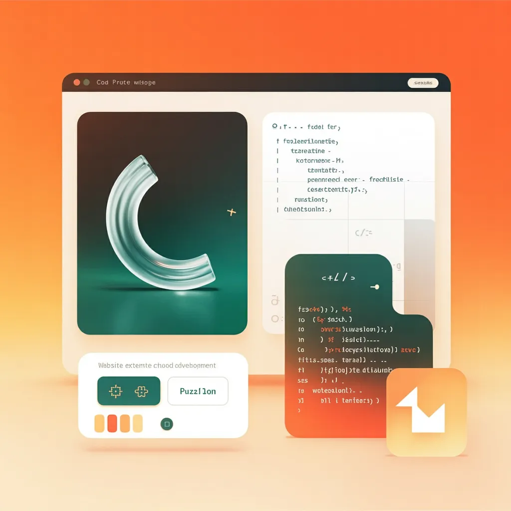 Code-Editor mit Vorschaufenster auf orange-grünem Verlauf — Aufbau der Website