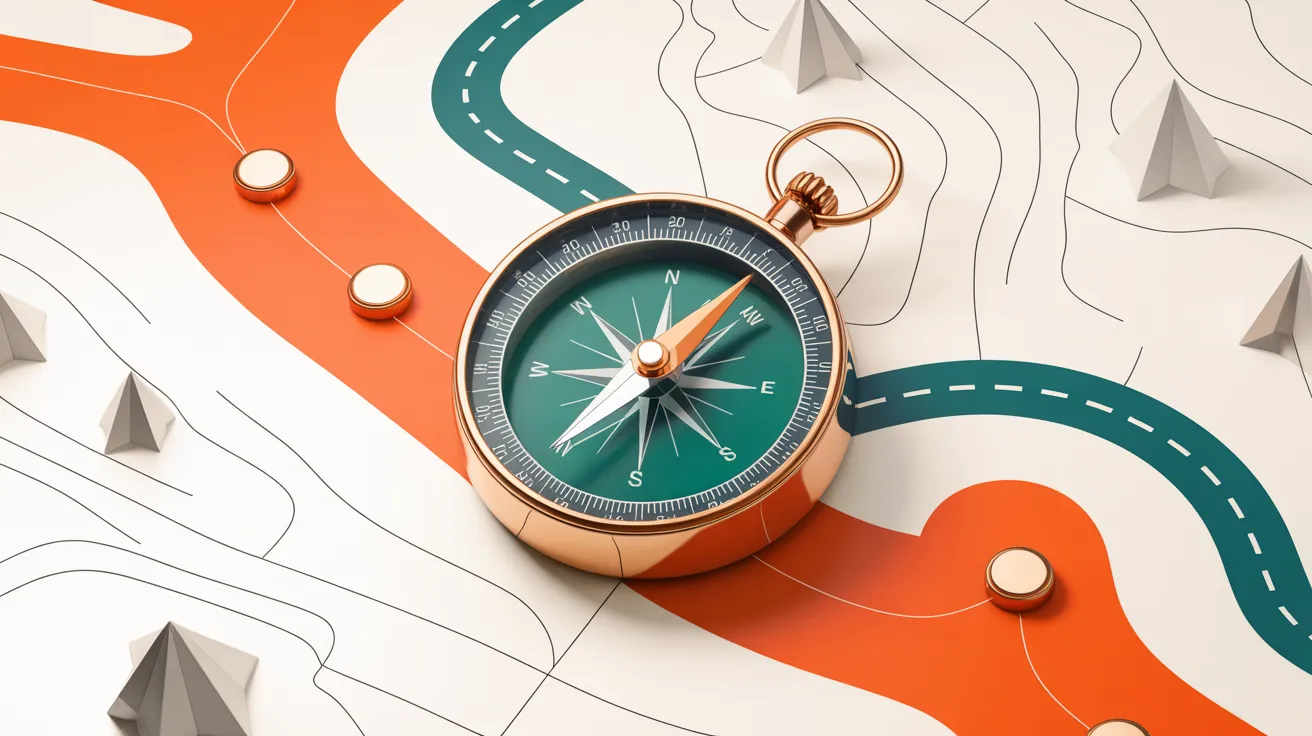 Kristallkompass auf strategischer Landkarte — Webseiten-Beratung