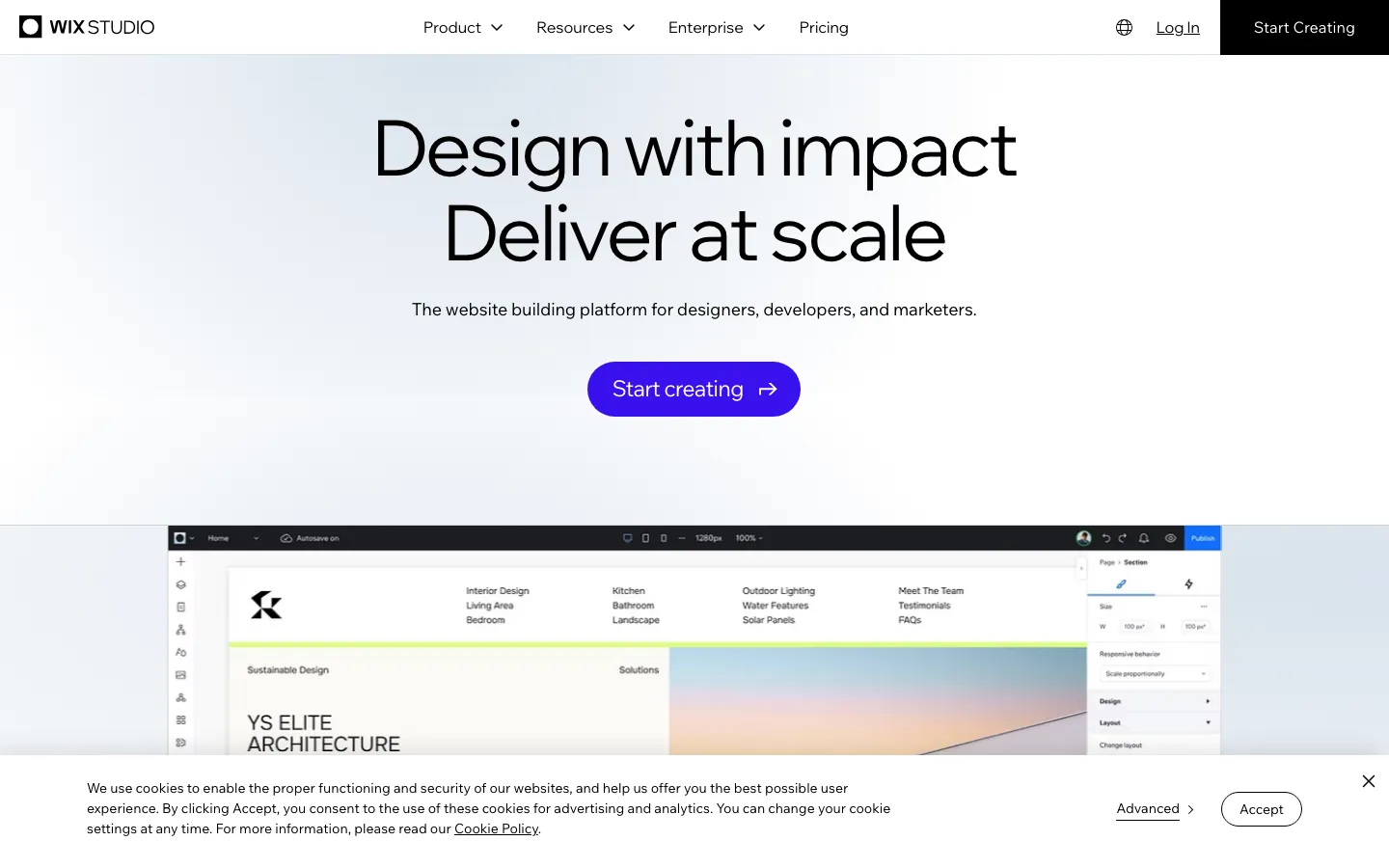 Wix Studio Homepage 2026 — KI-gestützter Website-Builder für Agenturen